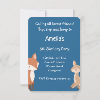  Woodland Animal Birthday Party Invitation Meddelande