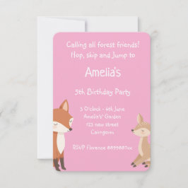 Woodland Animal Birthday Party Invitation Meddelande