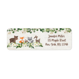 Woodland Animal Blommigt Adress Returadress Etikett