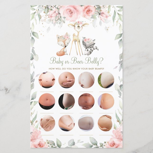 Woodland Animal Blommigt Baby eller Beer Belly Gam (Framsida)