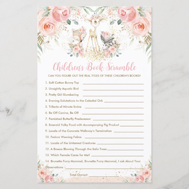 Woodland Animal Blommigt Barns skam i Bok (Framsida)