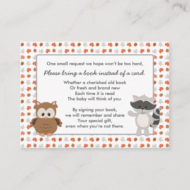 Woodland Animal Bok Request/babydusch-infoga Tilläggskort (Framsida)