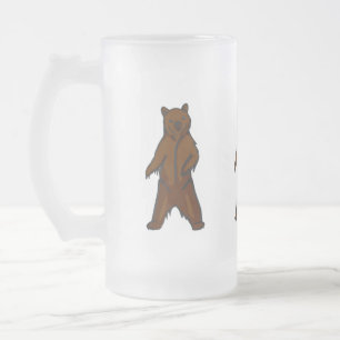 Woodland Animal Brown Grizzly Bear Frostat Ölglas