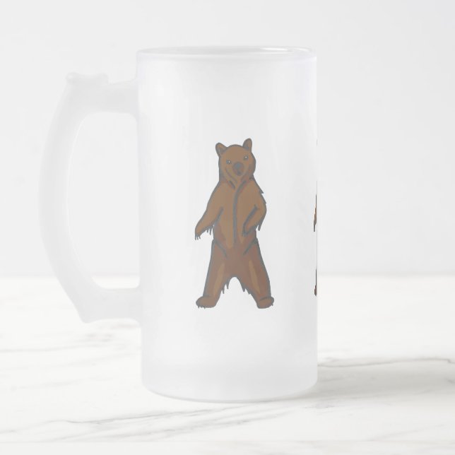 Woodland Animal Brown Grizzly Bear Frostat Ölglas (Vänster)