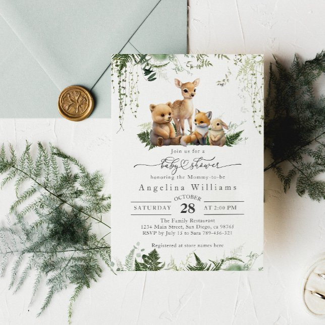 Woodland Animal Gender Neutral Baby Shower Inbjudningar (Skapare uppladdad)