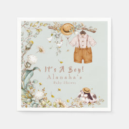 Woodland Animal Greenery Rustic Boy Pappersservett