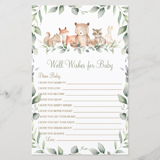 Woodland Animal Greenery well Önskemål för Baby Ga (Framsida)
