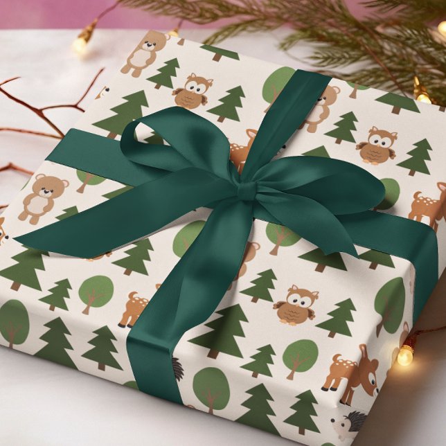 Woodland Animal Hjort Bear Uggla Wapping Papper Presentpapper (Skapare uppladdad)