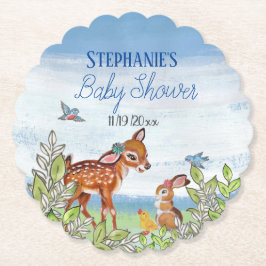 Woodland Animal Hjort Bunny Anka Cute Baby Shower Underlägg Papper