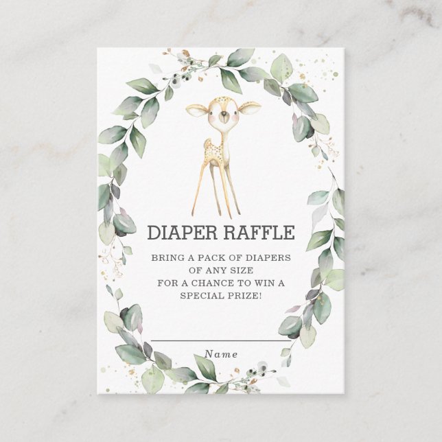 Woodland Animal Hjort Greenery Wandediaper Raffle Tilläggskort (Framsida)