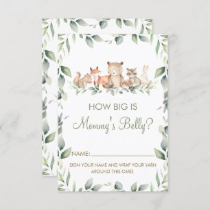 Woodland Animal Hur stort är Mamma Belly Game Card Inbjudningar