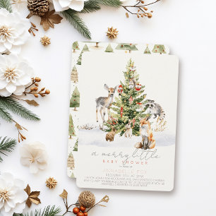 Woodland Animal Merry Little jul Baby Shower Inbjudningar