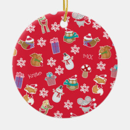 Woodland Animal Mönster Red God jul Julgransprydnad Keramik