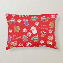 Woodland Animal Mönster Red God jul Prydnadskudde
