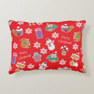 Woodland Animal Mönster Red God jul Prydnadskudde