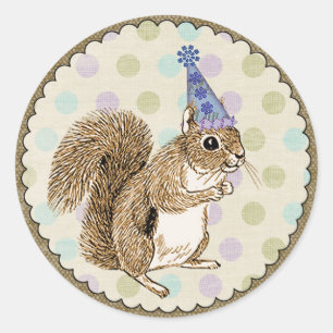 Woodland Animal Squirrel Sticker Runt Klistermärke