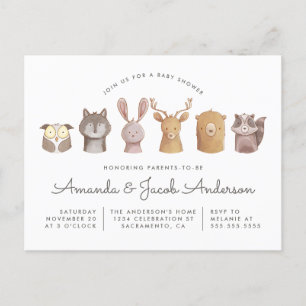 Woodland Animal ThGoded Baby Shower Inbjudan Vykort
