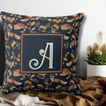 Woodland Animal Watercolor Fox Mönster Monogrammed