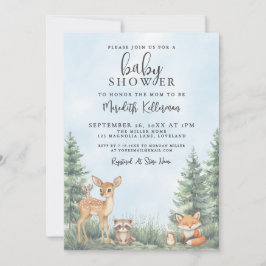 Woodland Animals Adventure Baby Shower Inbjudningar