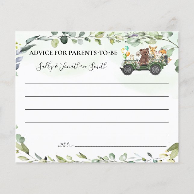 Woodland Animals Advice for Parents to be card Flygblad (Framsidan)