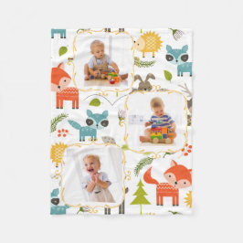 Woodland Animals Anpassningsbar Kids Photos Blanke Fleecefilt