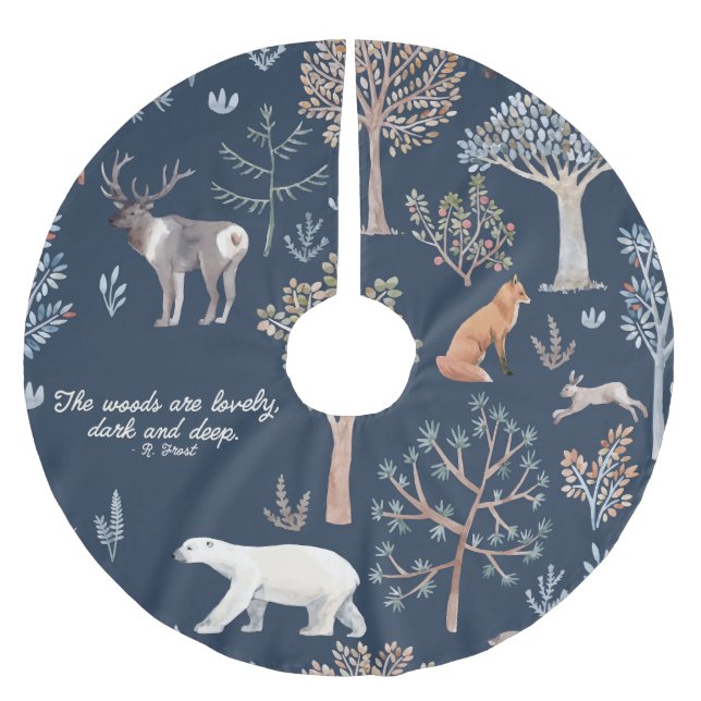 Woodland Animals Anpassningsbar Träd Skirt Julgransmatta Borstad Polyester (Framsidan)