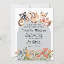 woodland animals arch baby shower invitation anteckningskort