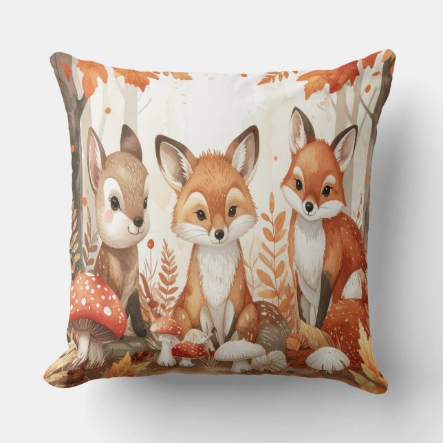 Woodland Animals Autumn - Fox Deer Rabbit Owl Mush Kudde (Framsida)
