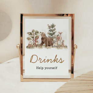 Woodland Animals Äventyr Awaits Drinks Poster