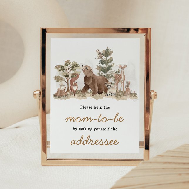 Woodland Animals Äventyr Awaits Kuvert Station Poster (Adventure Awaits Woodland Animals Baby Shower Envelope Station Sign)