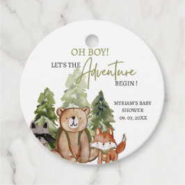 Woodland Animals Äventyr Baby Shower Gåvor Etiketter