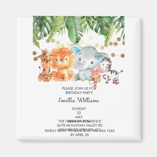 Woodland Animals Äventyr Baby Shower Magnet (Framsidan)