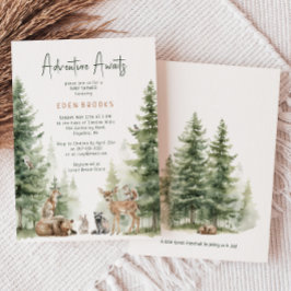 Woodland Animals Äventyr väntar på babyskor Inbjudningar