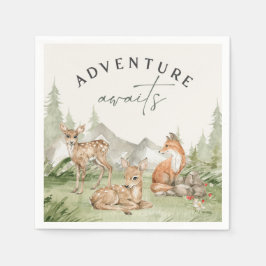 Woodland Animals Äventyr väntar på babyskor Pappersservett