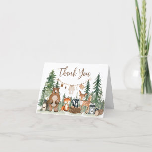 Woodland Animals Äventyr väntar på babyskor Tack Kort
