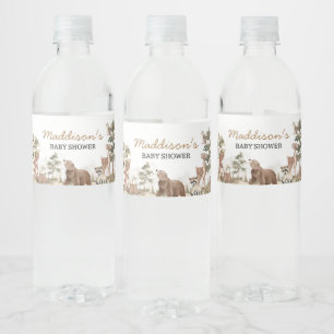 Woodland Animals Äventyr väntar på babyskor Vattenflaskor Etikett