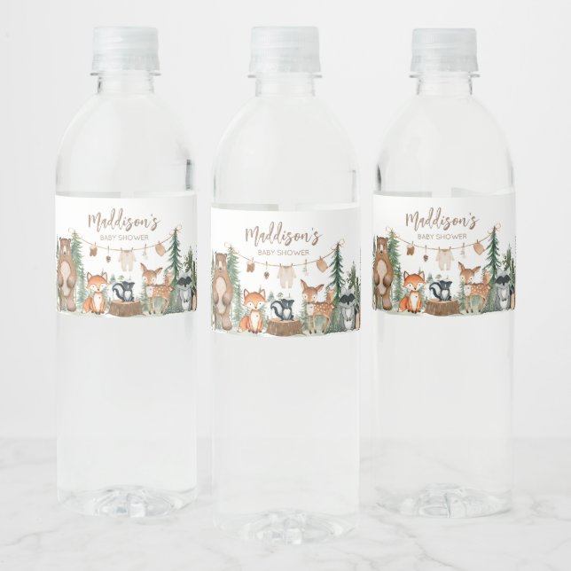 Woodland Animals Äventyr väntar på babyskor Vattenflaskor Etikett (Flaskor)