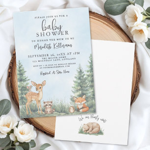 Woodland Animals Äventyrs Baby Shower Inbjudningar