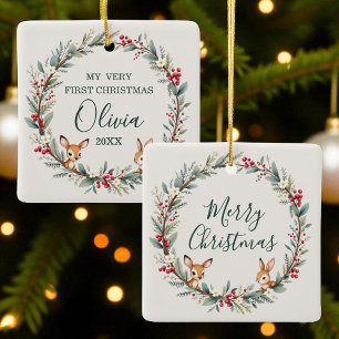 Woodland Animals Baby First God jul Julgransprydnad Keramik