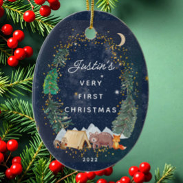 Woodland Animals Baby Första jul Julgransprydnad Keramik