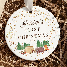 Woodland Animals Baby Första jul Julgransprydnad Keramik