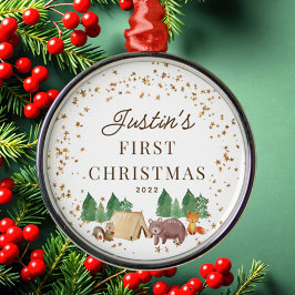 Woodland Animals Baby Första jul Julgransprydnad Metall