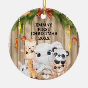Woodland Animals Baby första julprydnaden Julgransprydnad Keramik