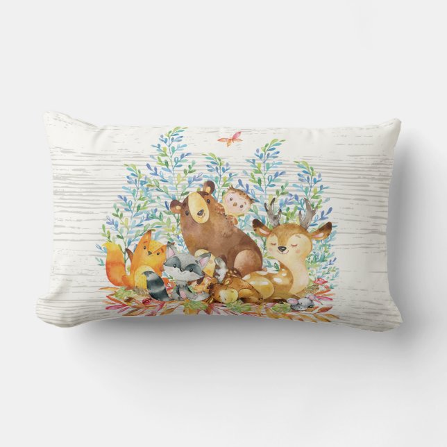 Woodland Animals Baby Nursery Pillow Lumbarkudde (Framsida)