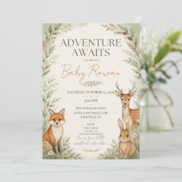 Woodland Animals Baby Shower Äventyr Inbjudningar