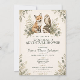 Woodland Animals Baby Shower Äventyr Inbjudningar