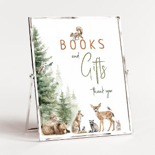 Woodland Animals Baby Shower Bokar and Gifts Sign Poster