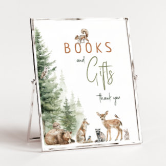 Woodland Animals Baby Shower Bokar and Gifts Sign Poster