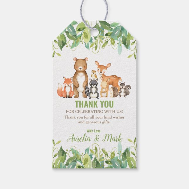 Woodland Animals Baby Shower Forest Boy Favor Presentetikett (Framsidan)