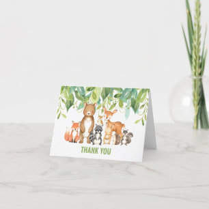 Woodland Animals Baby Shower Forest Boy Neutralt Tack Kort